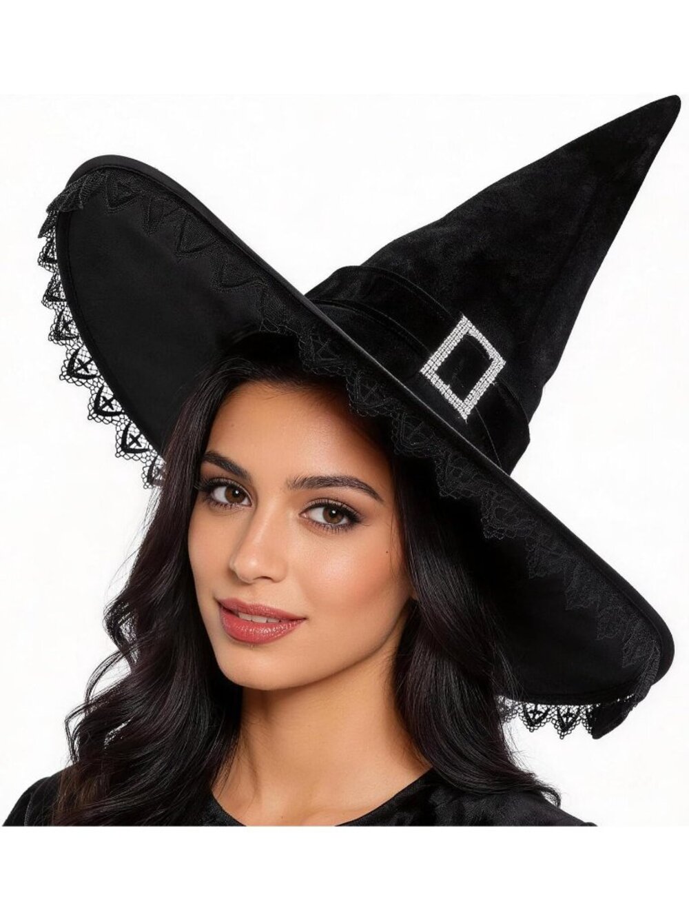 🎃Women's Laciness Black 18 Inches Wicked Wizard Hat with Wide Brim Witch Hat